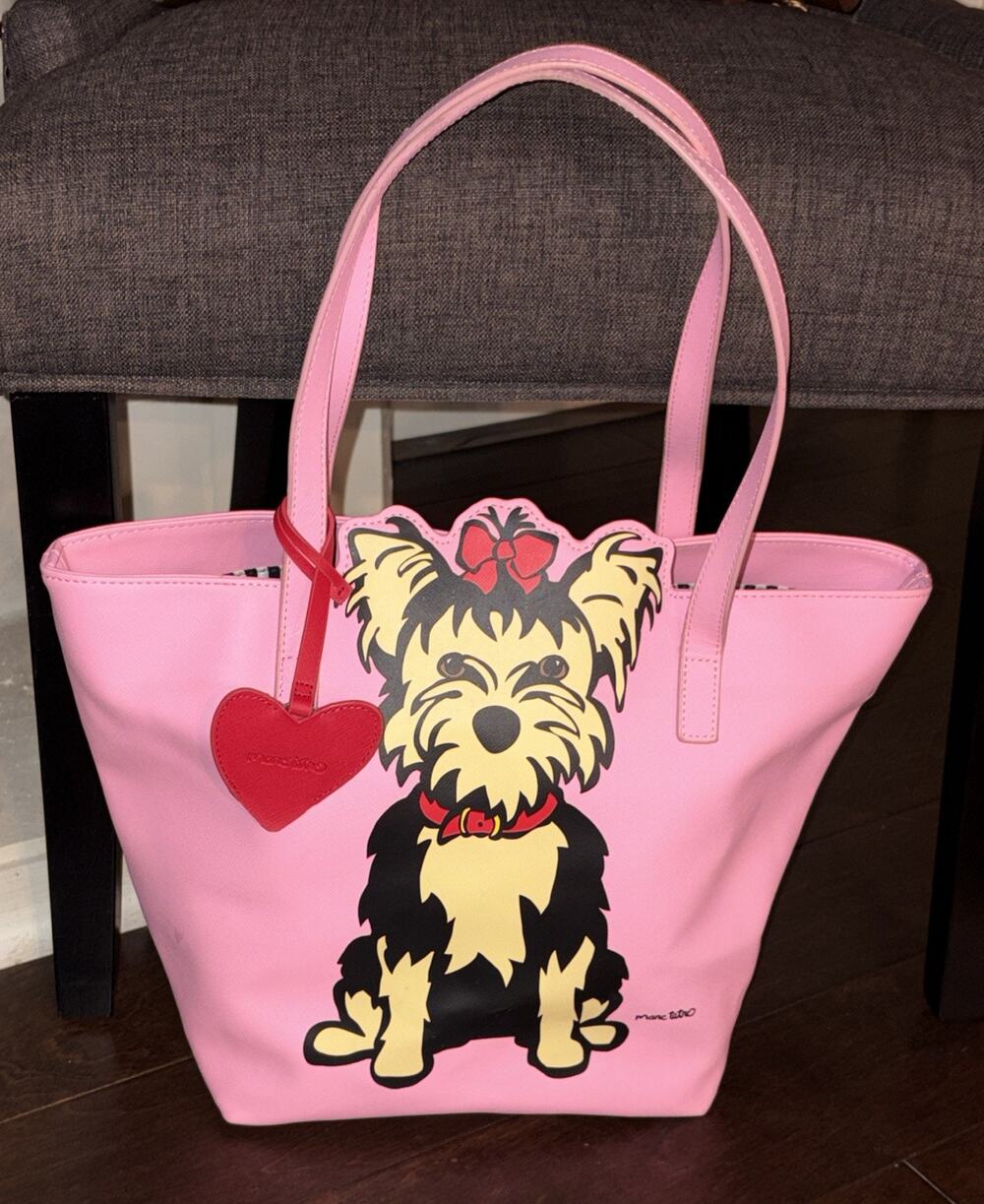 Marc Tetro Yorkie Dog Pink Tote